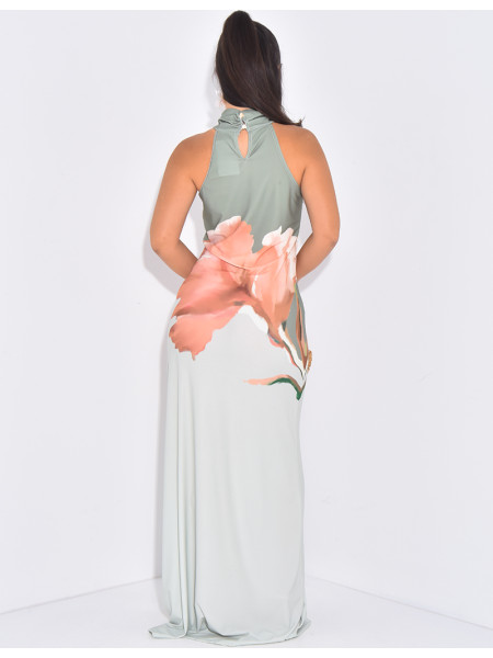 Robe longue sans manches à fleurs