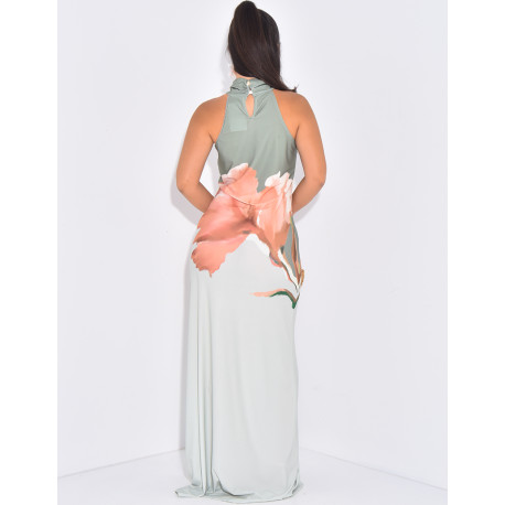 Robe longue sans manches à fleurs