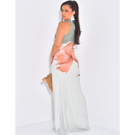 Robe longue sans manches à fleurs
