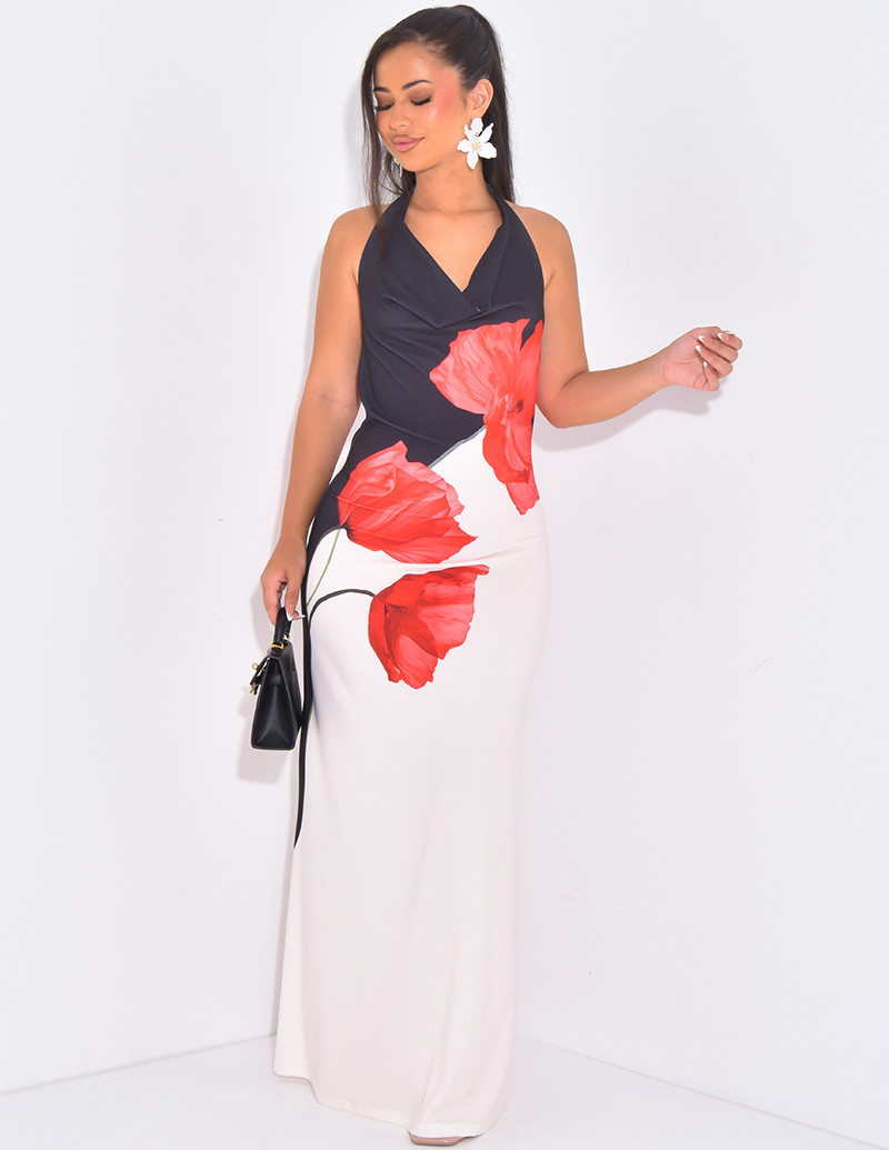 Langes Neckholder-Kleid mit...