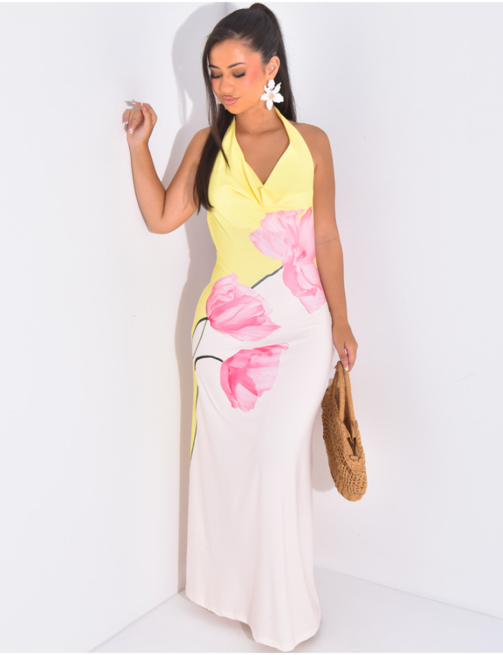 Floral halter maxi dress