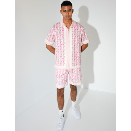 Ensemble short et chemise à motifs géométriques