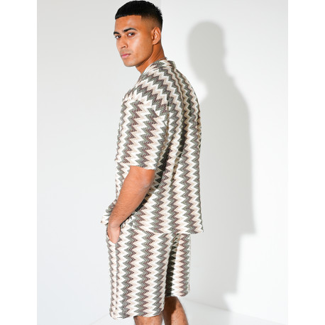 Ensemble short et chemise à motifs