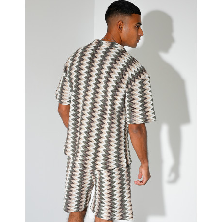 Ensemble short et chemise à motifs