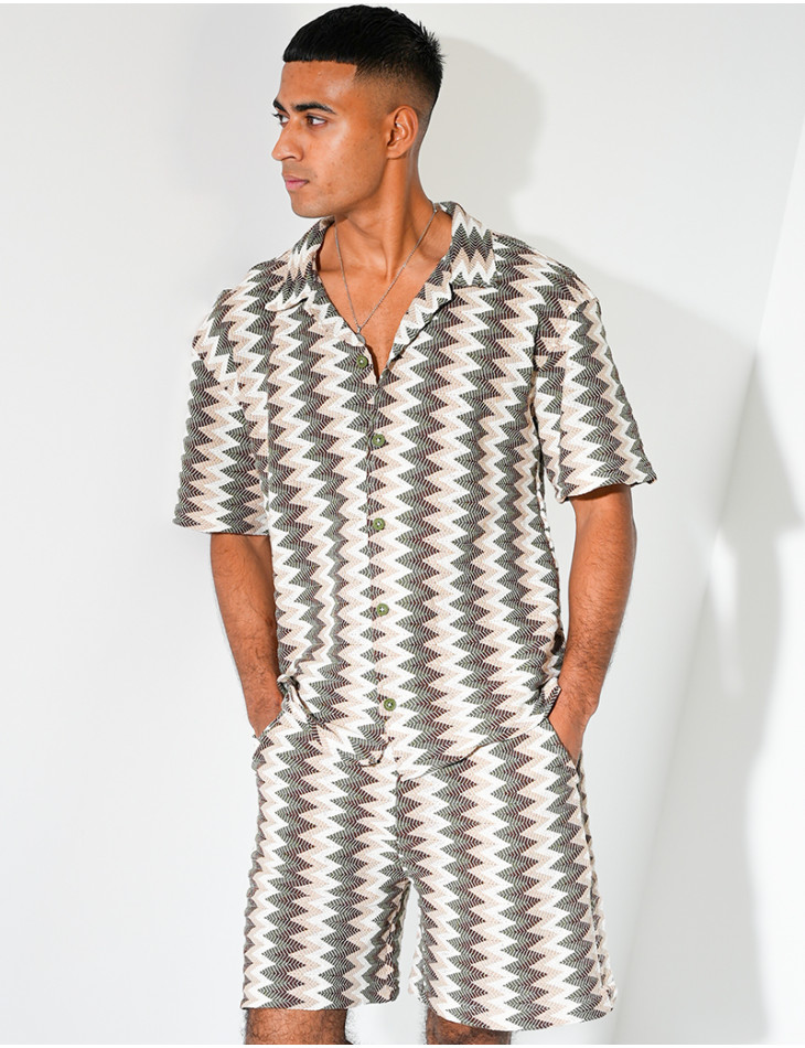 Ensemble short et chemise à motifs