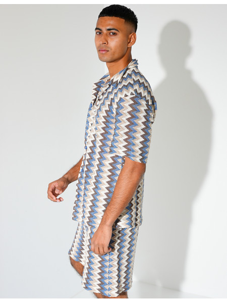 Ensemble short et chemise à motifs
