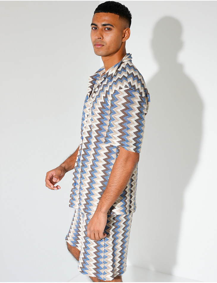 Ensemble short et chemise à motifs