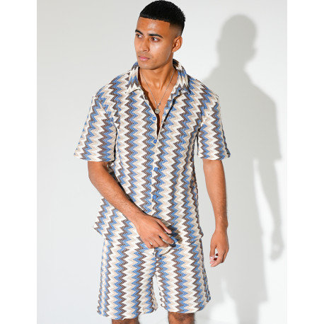 Ensemble short et chemise à motifs