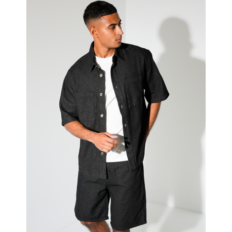 Ensemble en jeans short et chemise texturé