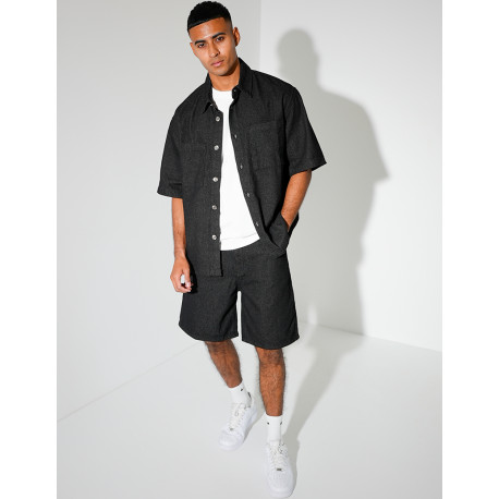Ensemble en jeans short et chemise texturé