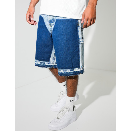Short en jeans à empiècements contrastants
