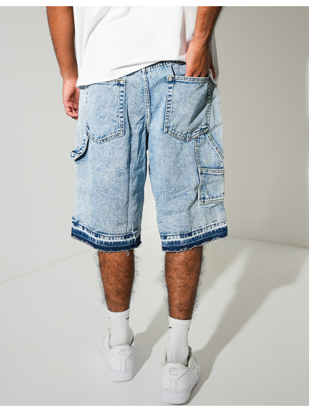 Short en jeans à empiècements contrastants