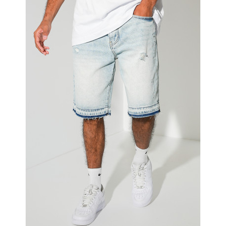 Short en jeans destroy & délavé