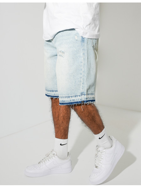 Short en jeans destroy & délavé