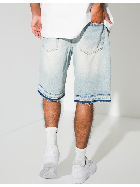 Short en jeans destroy & délavé