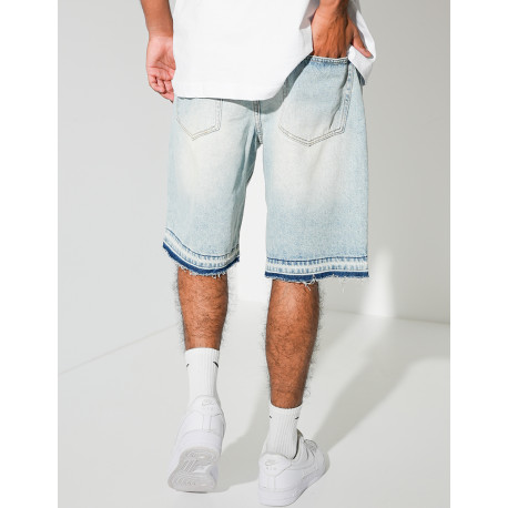 Short en jeans destroy & délavé