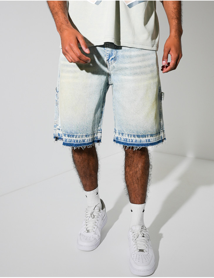 Short en jeans effet vintage