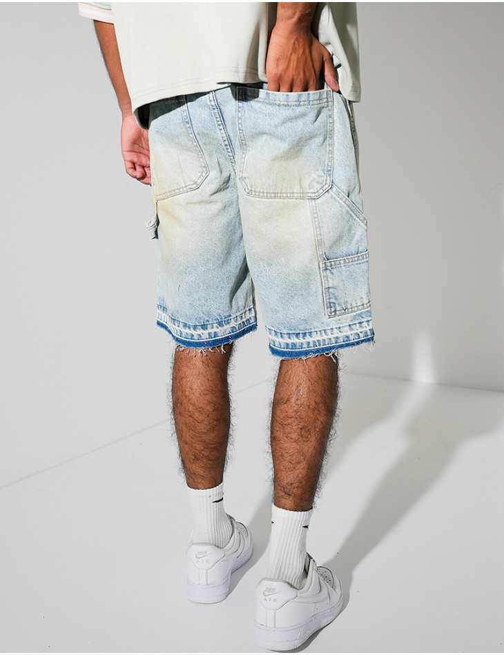 Short en jeans effet vintage