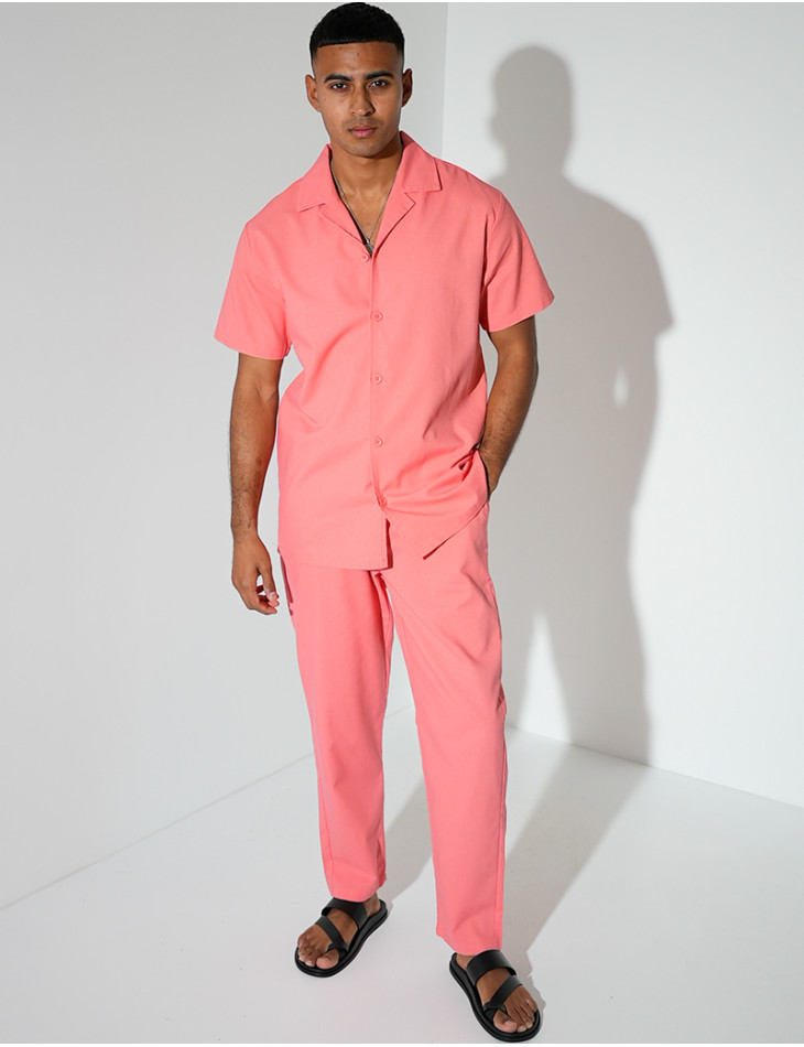 Ensemble pantalon et chemise effet chiné