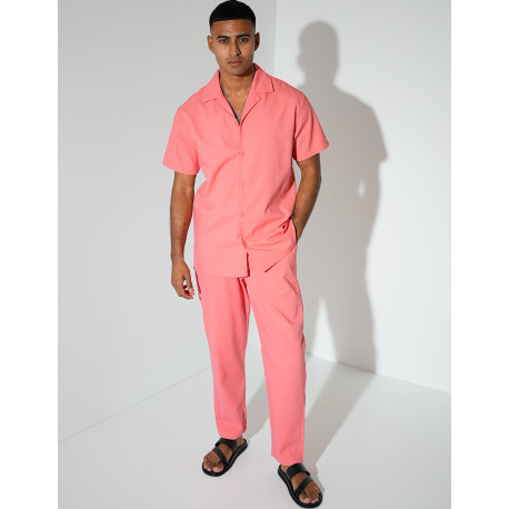 Ensemble pantalon et chemise effet chiné