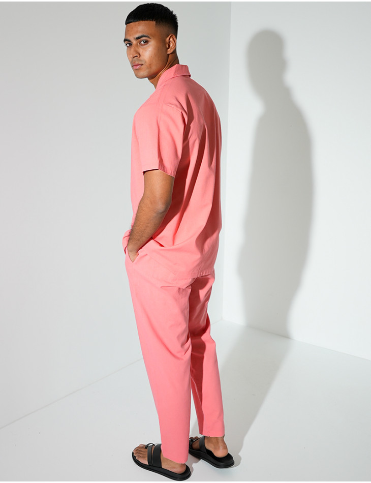 Ensemble pantalon et chemise effet chiné