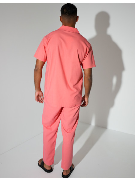 Ensemble pantalon et chemise effet chiné