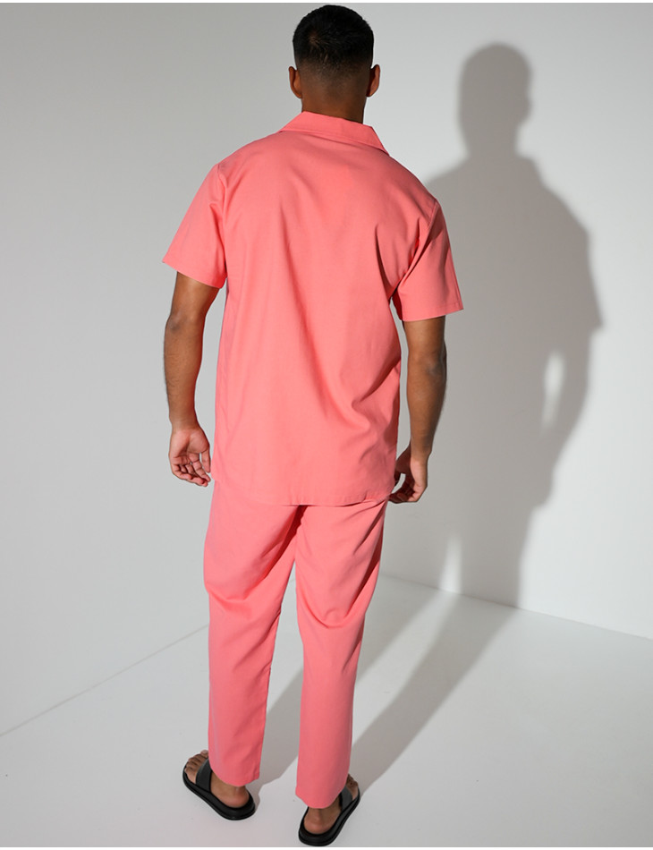 Ensemble pantalon et chemise effet chiné