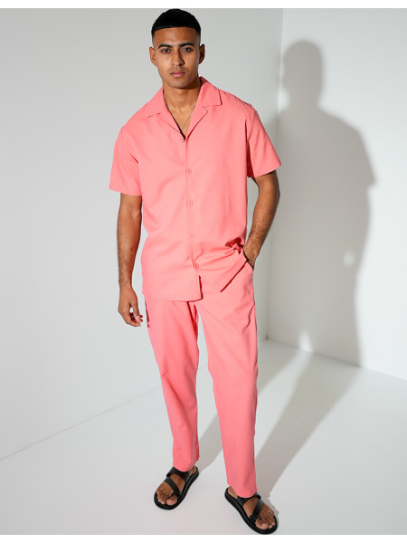 Ensemble pantalon et chemise effet chiné