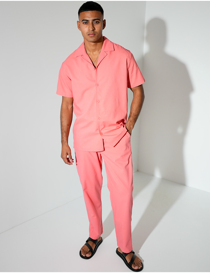 Ensemble pantalon et chemise effet chiné