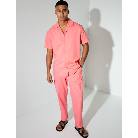 Ensemble pantalon et chemise effet chiné