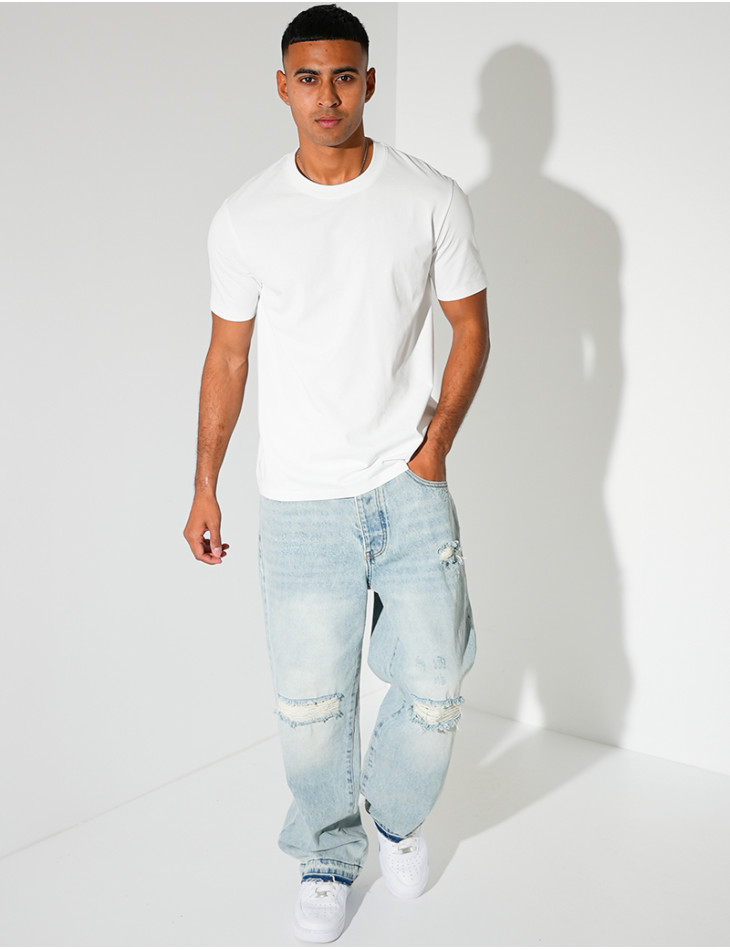 Jeans coupe large destroy