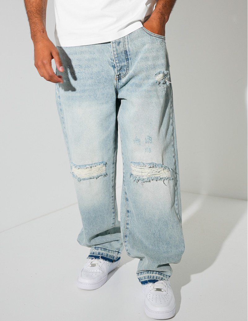 Jeans coupe large destroy