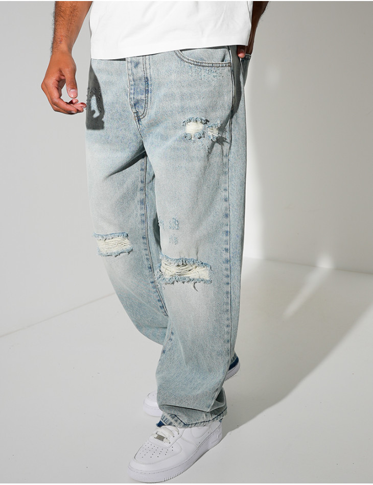 Jeans coupe large destroy