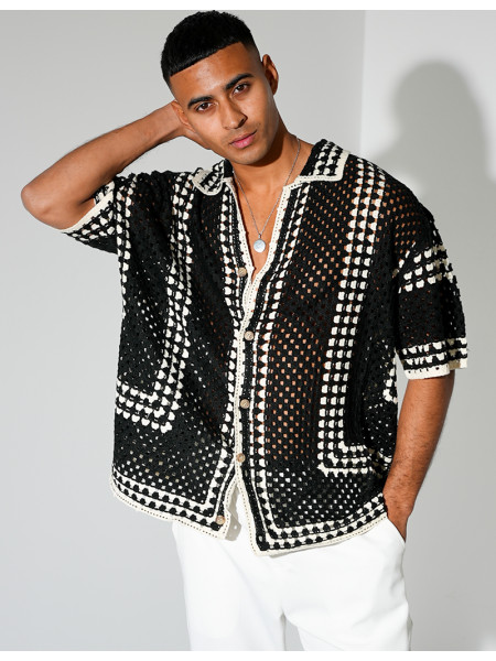 Chemise ajourée à motifs