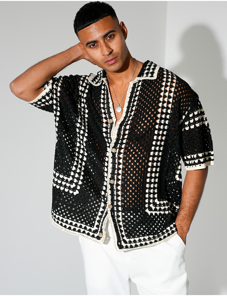 Chemise ajourée à motifs