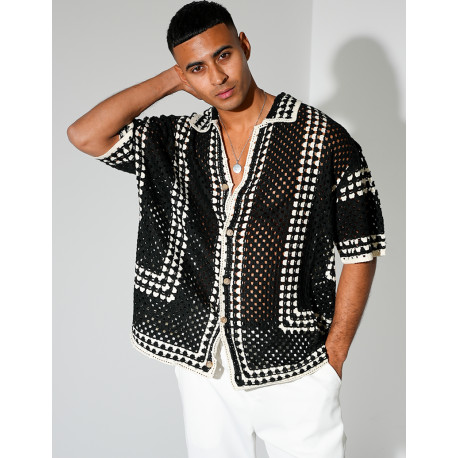 Chemise ajourée à motifs