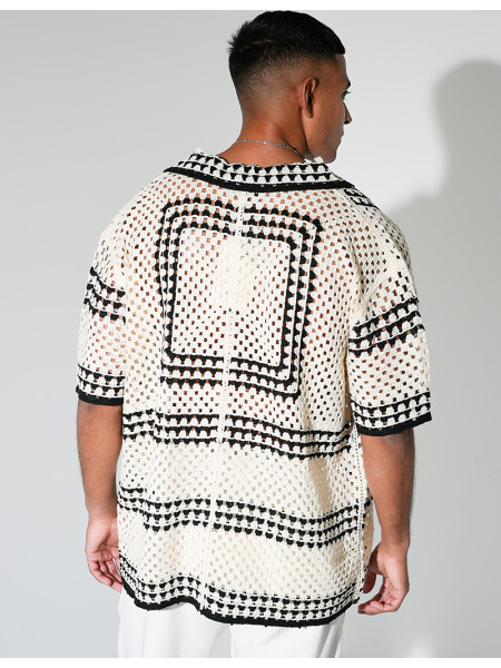 Chemise ajourée à motifs