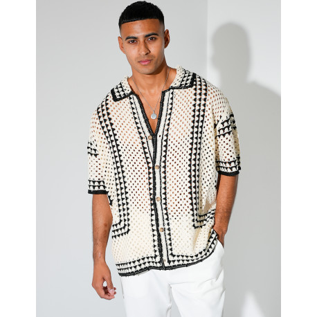 Chemise ajourée à motifs