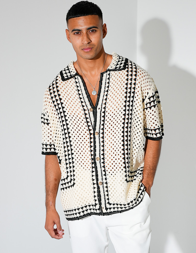 Chemise ajourée à motifs