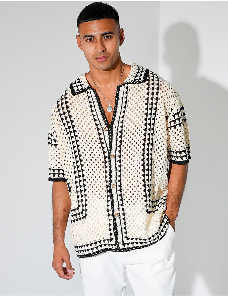 Chemise ajourée à motifs