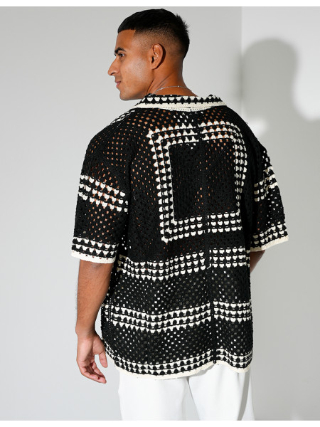 Chemise ajourée à motifs