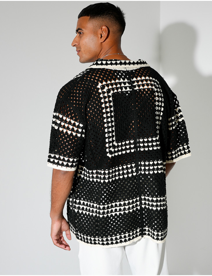 Chemise ajourée à motifs