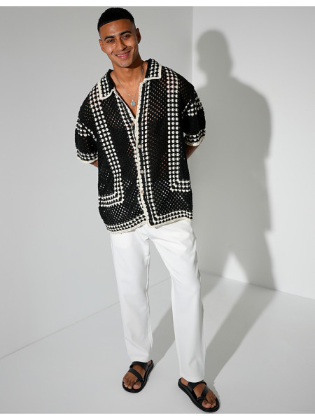 Chemise ajourée à motifs