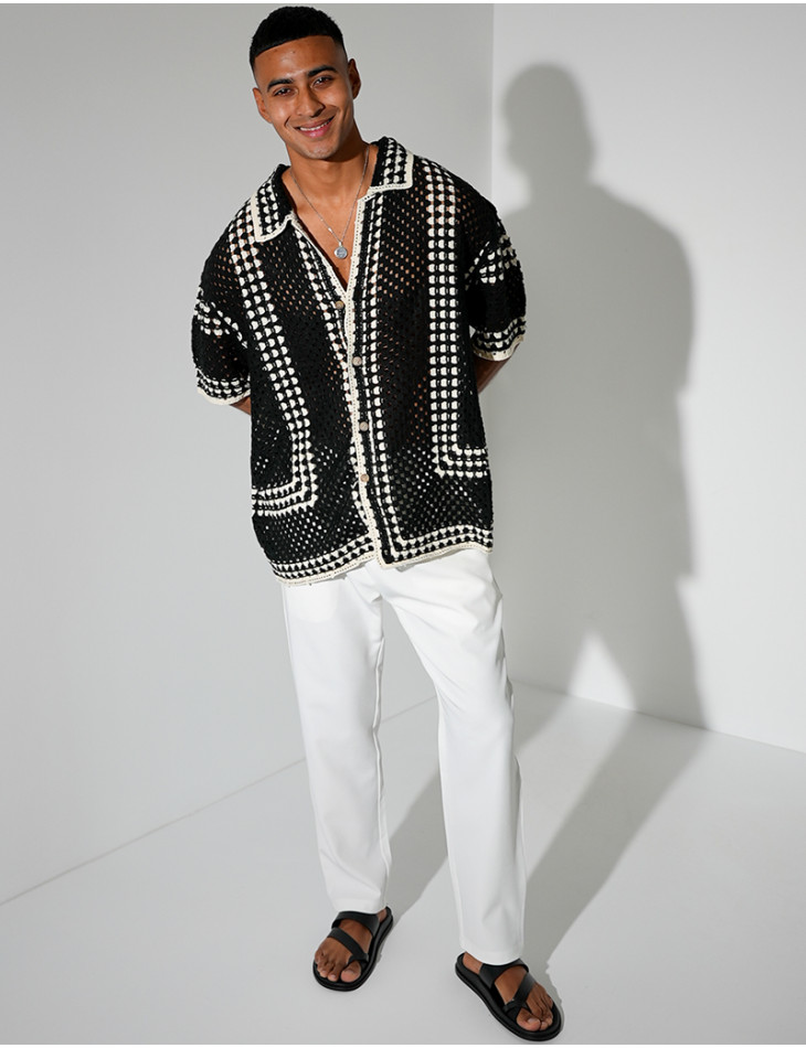 Chemise ajourée à motifs