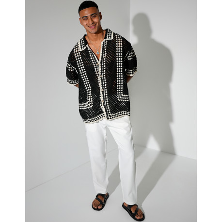 Chemise ajourée à motifs