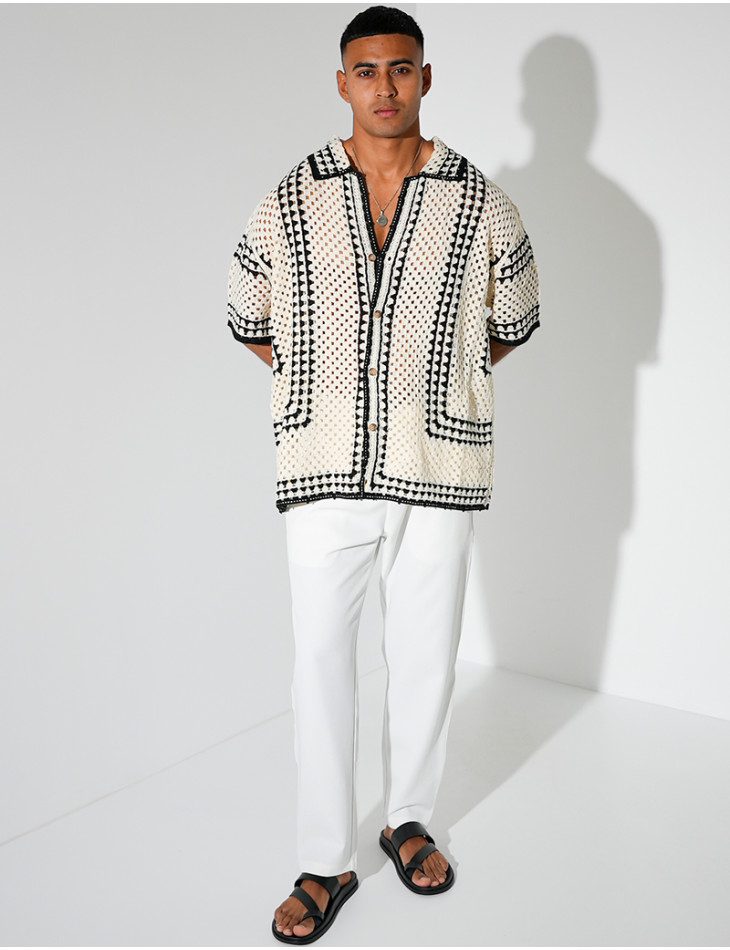 Chemise ajourée à motifs