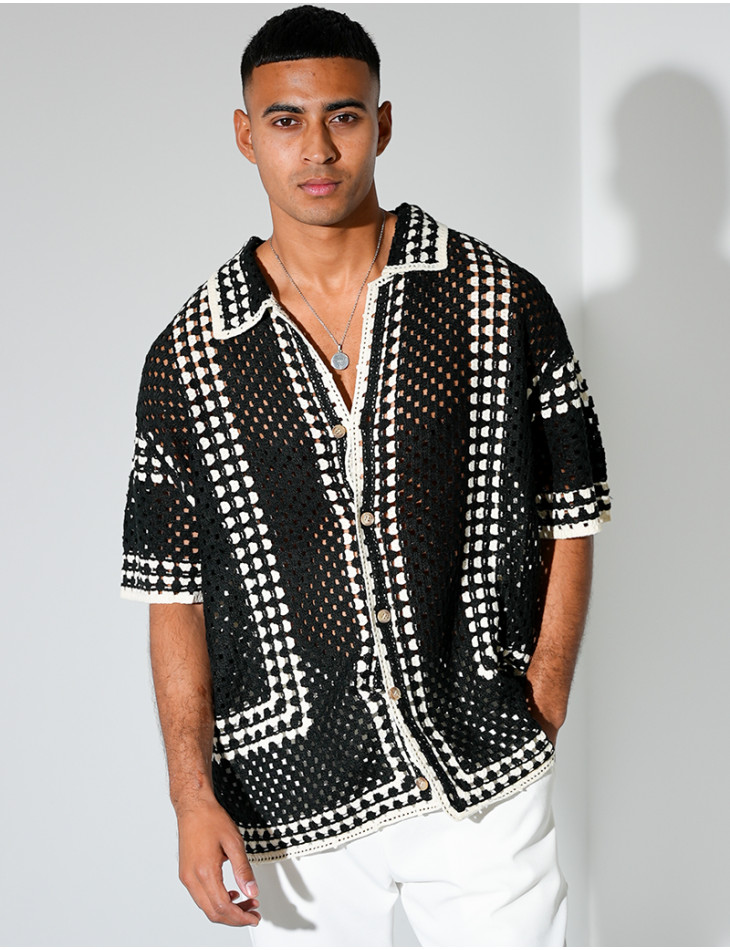 Chemise ajourée à motifs