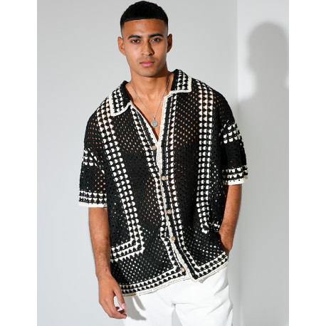 Chemise ajourée à motifs