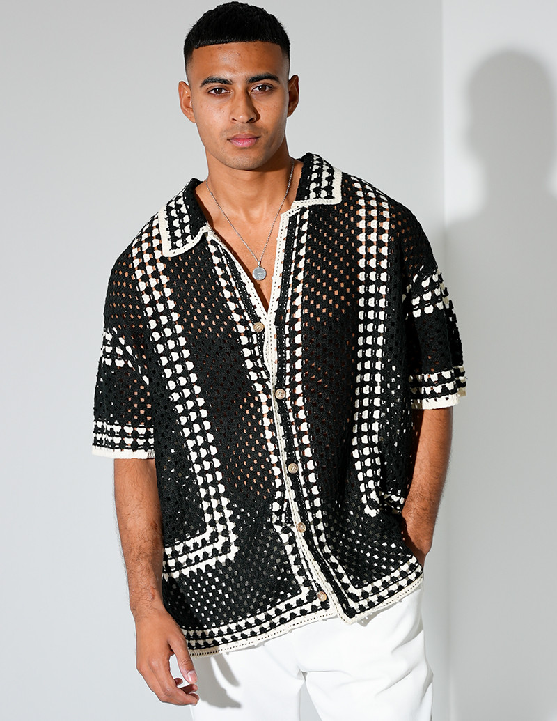 Chemise ajourée à motifs