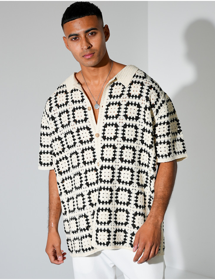 Chemise ajourée à motifs